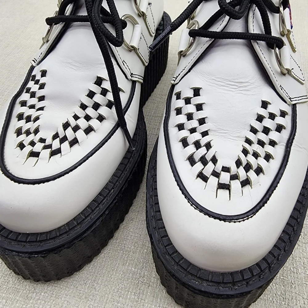 Tuk The Original Women's Leather Chunky Platform Creeper White Sz 5